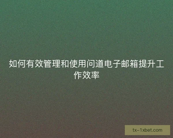 如何有效管理和使用问道电子邮箱提升工作效率